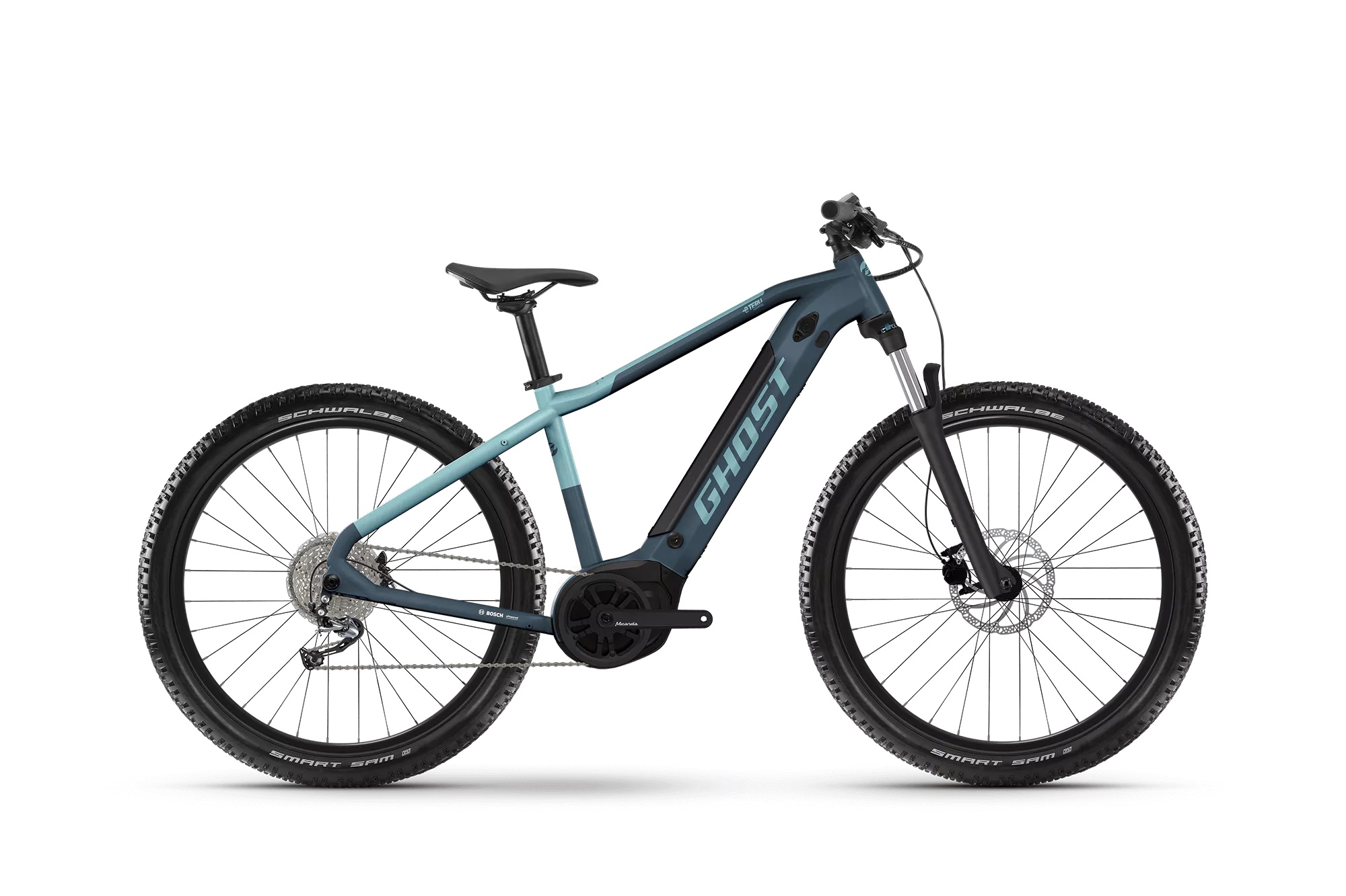 GHOST E-Teru Essential Dark Grey/Metallic Light Blue - XL