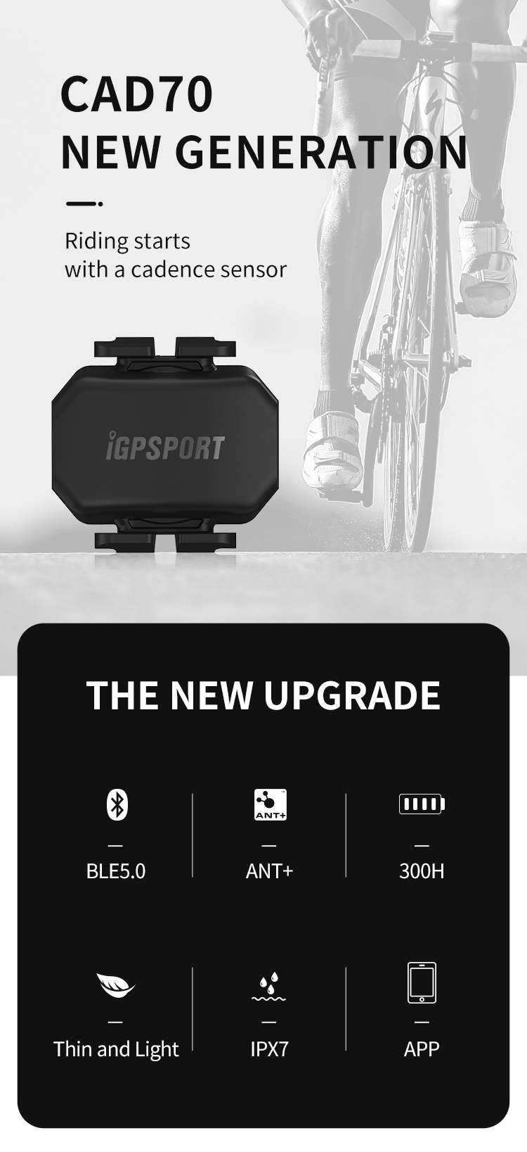 Snímač kadence iGPSport CAD70 Cadence sensor